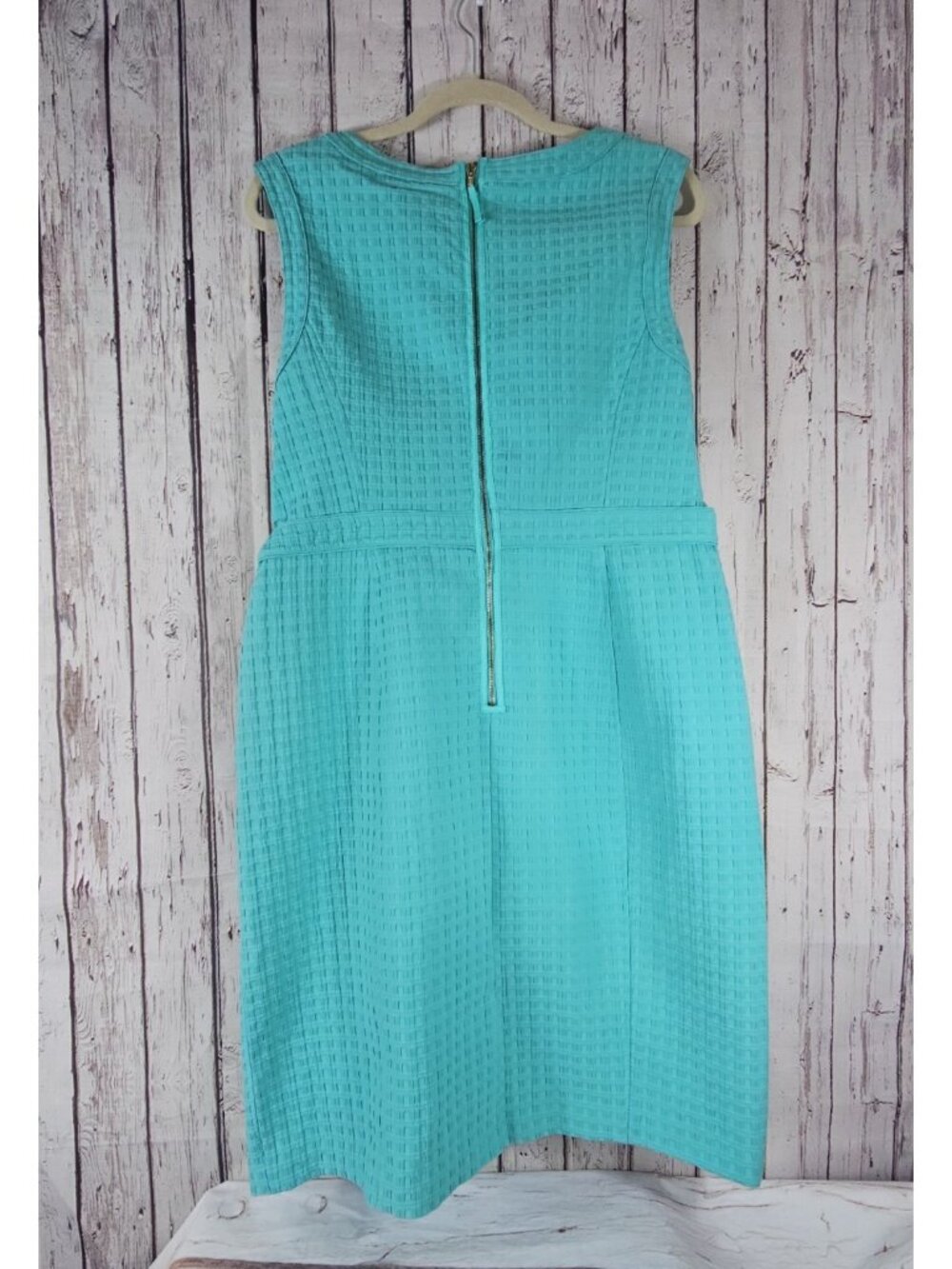 Liz Claiborne Dress sz 16 Teal Basketweave Knee Length Pockets Lined Work Office - Picture 7 of 14